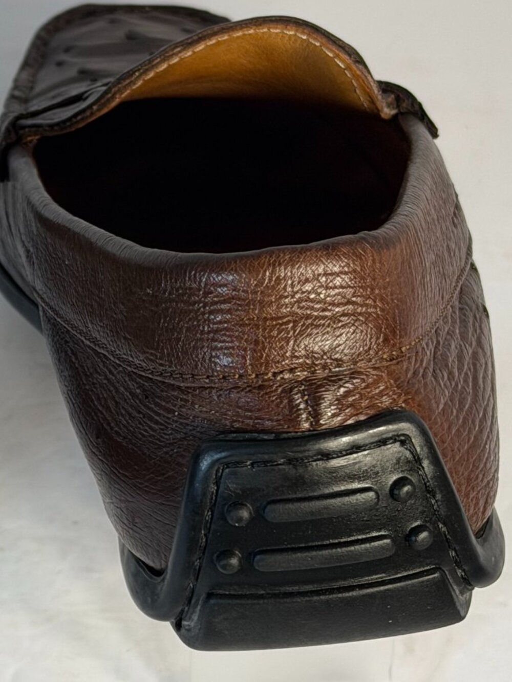 Men's Zelli Roma size 9 Brown Ostrich leather shoes - Picture 5 of 16
